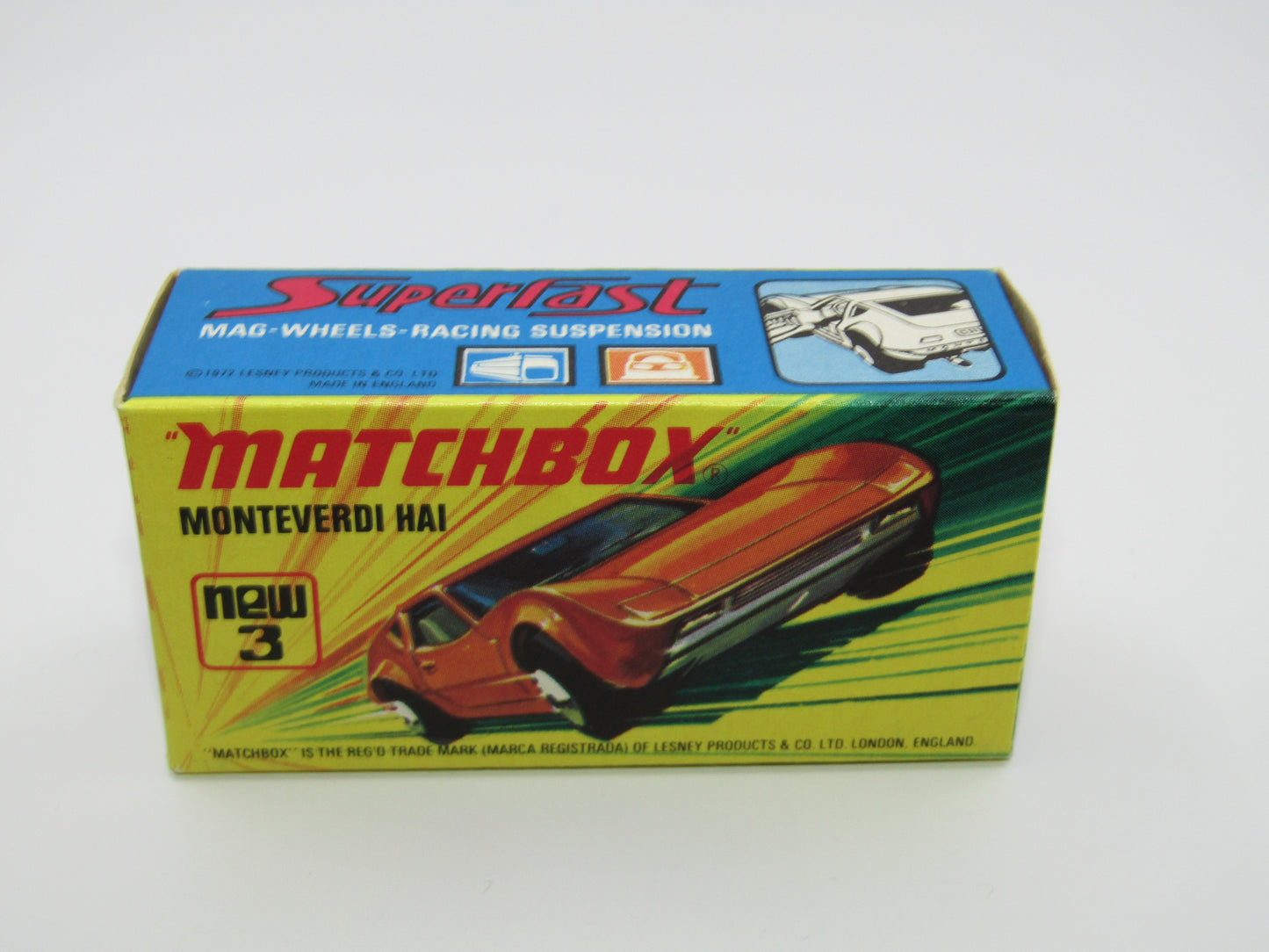 Matchbox Superfast 3B Monteverdi Hai Orange "3" Label BLACK Base