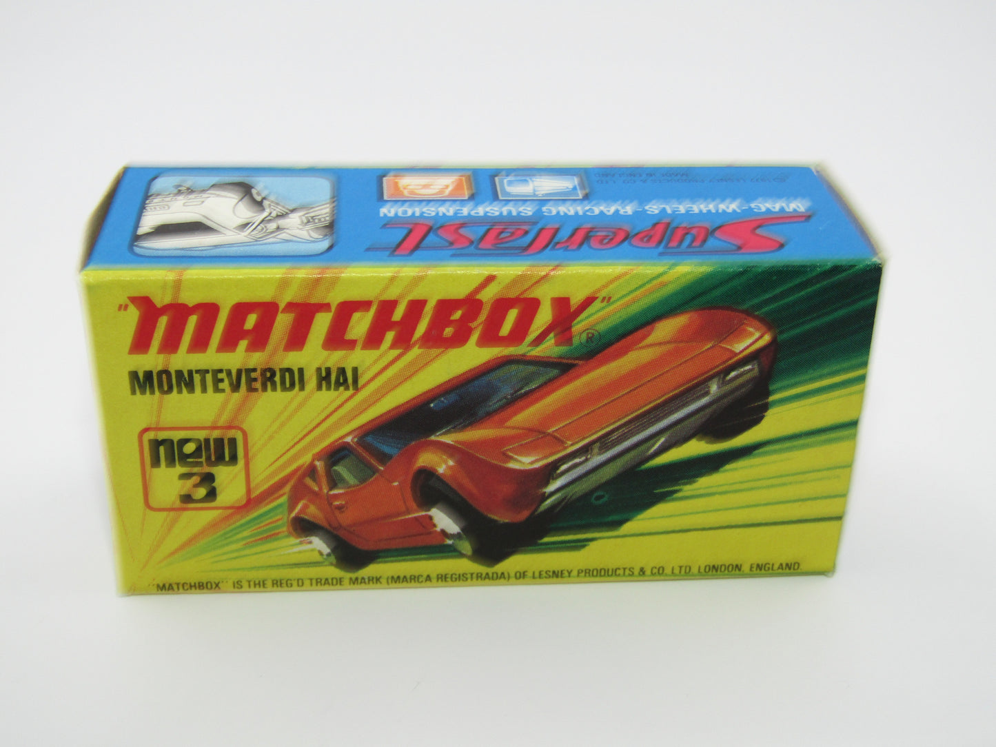 Matchbox Superfast 3B Monteverdi Hai Orange "3" Label BLACK Base