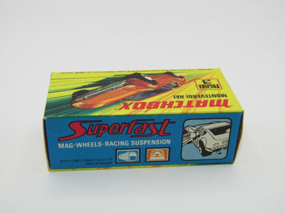 Matchbox Superfast 3B Monteverdi Hai Orange "3" Label BLACK Base