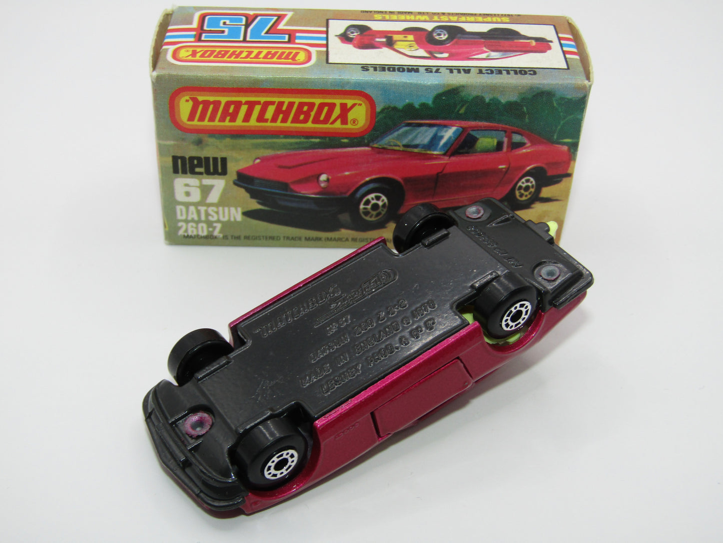 Matchbox Superfast 67C Datsun 126X Magenta Magenta GREY BASE