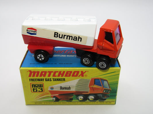Matchbox Superfast 63B Freeway Gas Tanker Burmah BOX MATCHER Very Rare
