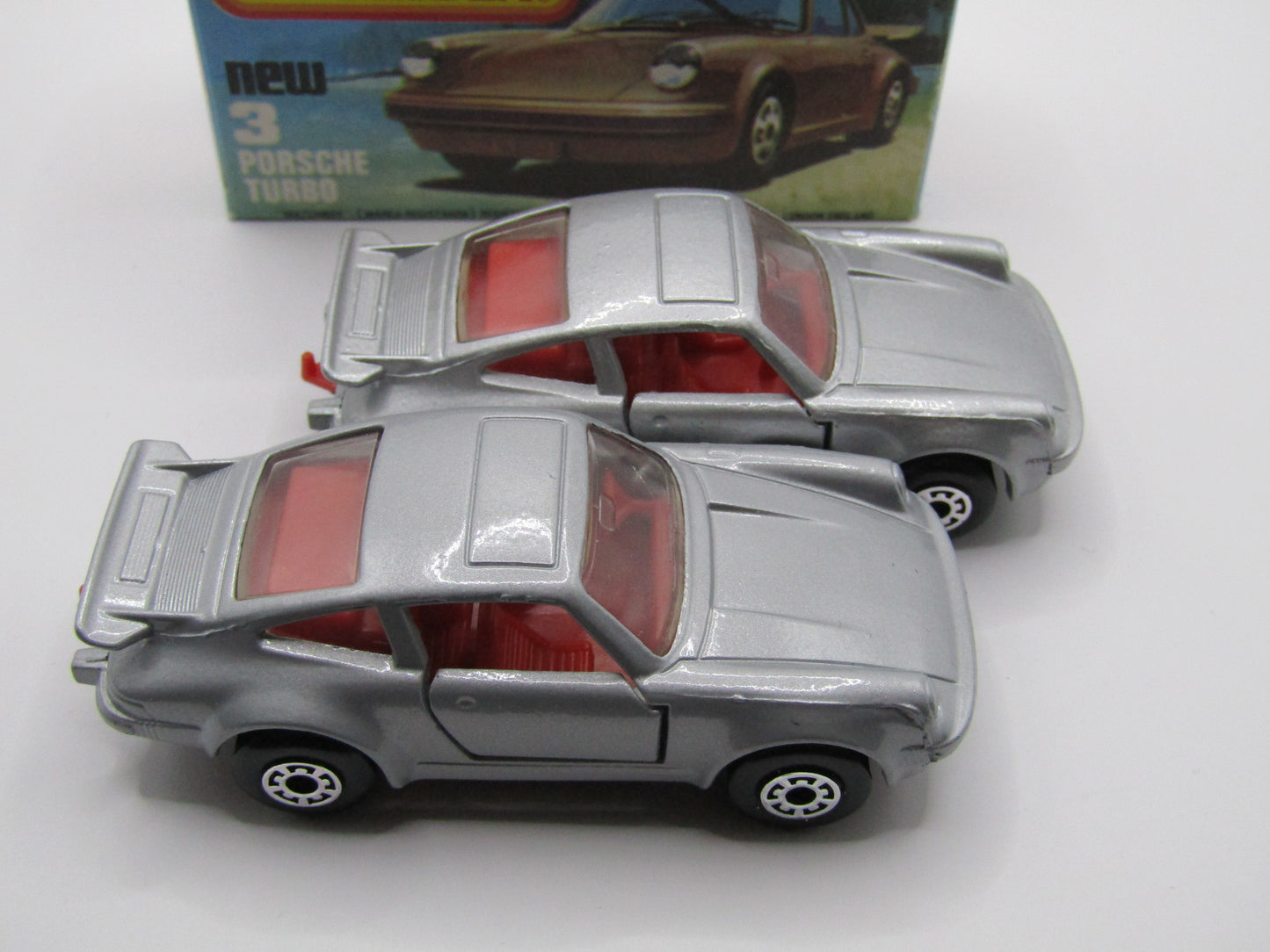 Matchbox Superfast 3C Porsche Turbo MATT SILVER GREY body, Red Interior BROWN Base