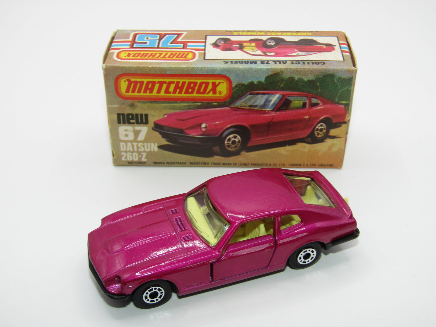 Matchbox Superfast 67C Datsun 126X Purple FLAT Black Base