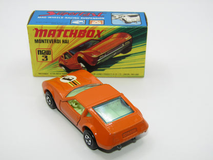 Matchbox Superfast 3B Monteverdi Hai Orange "3" Label PALE BLUE windows & YELLOW Interior