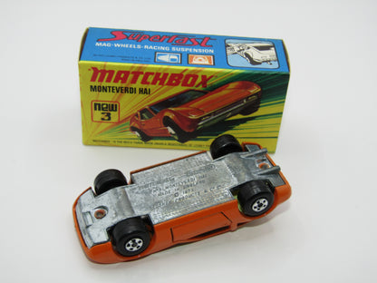 Matchbox Superfast 3B Monteverdi Hai Orange "3" Label PALE BLUE windows & YELLOW Interior