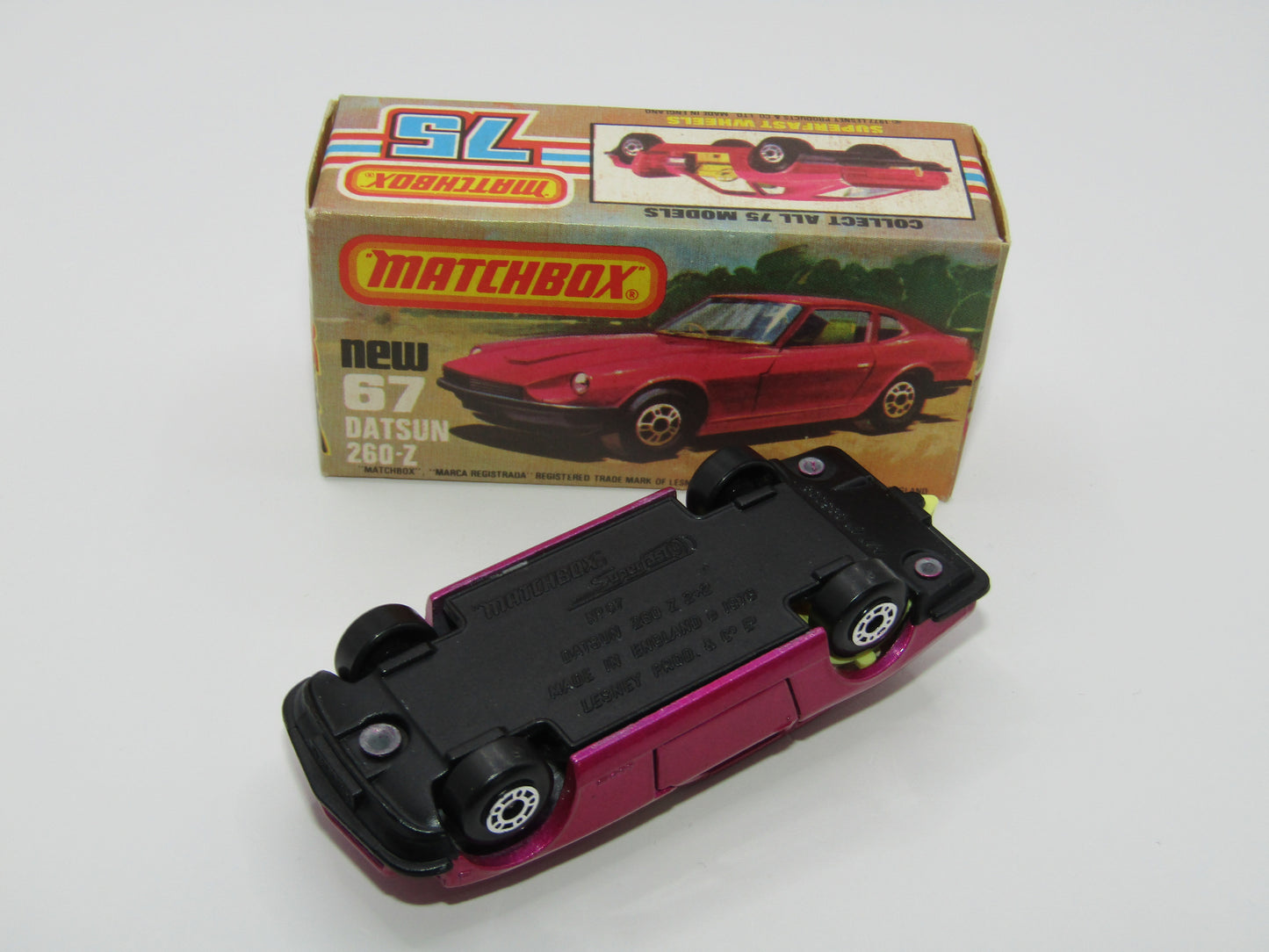 Matchbox Superfast 67C Datsun 126X Purple FLAT Black Base