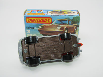Matchbox Superfast 3C Porsche Turbo MATT SILVER GREY body, Red Interior BROWN Base