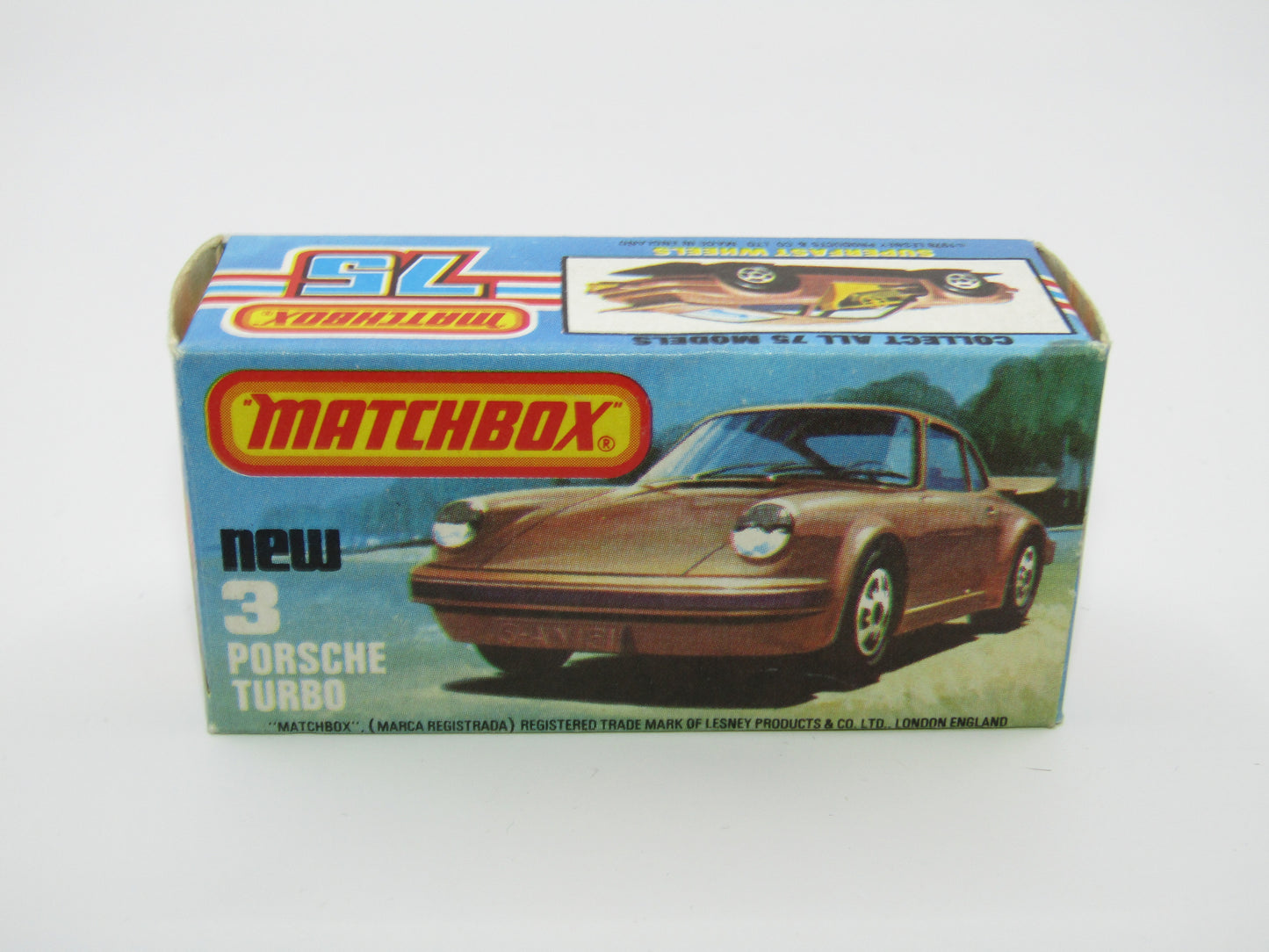 Matchbox Superfast 3C Porsche Turbo MATT SILVER GREY body, Red Interior BROWN Base