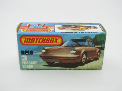 Matchbox Superfast 3C Porsche Turbo MATT SILVER GREY body, Red Interior BROWN Base