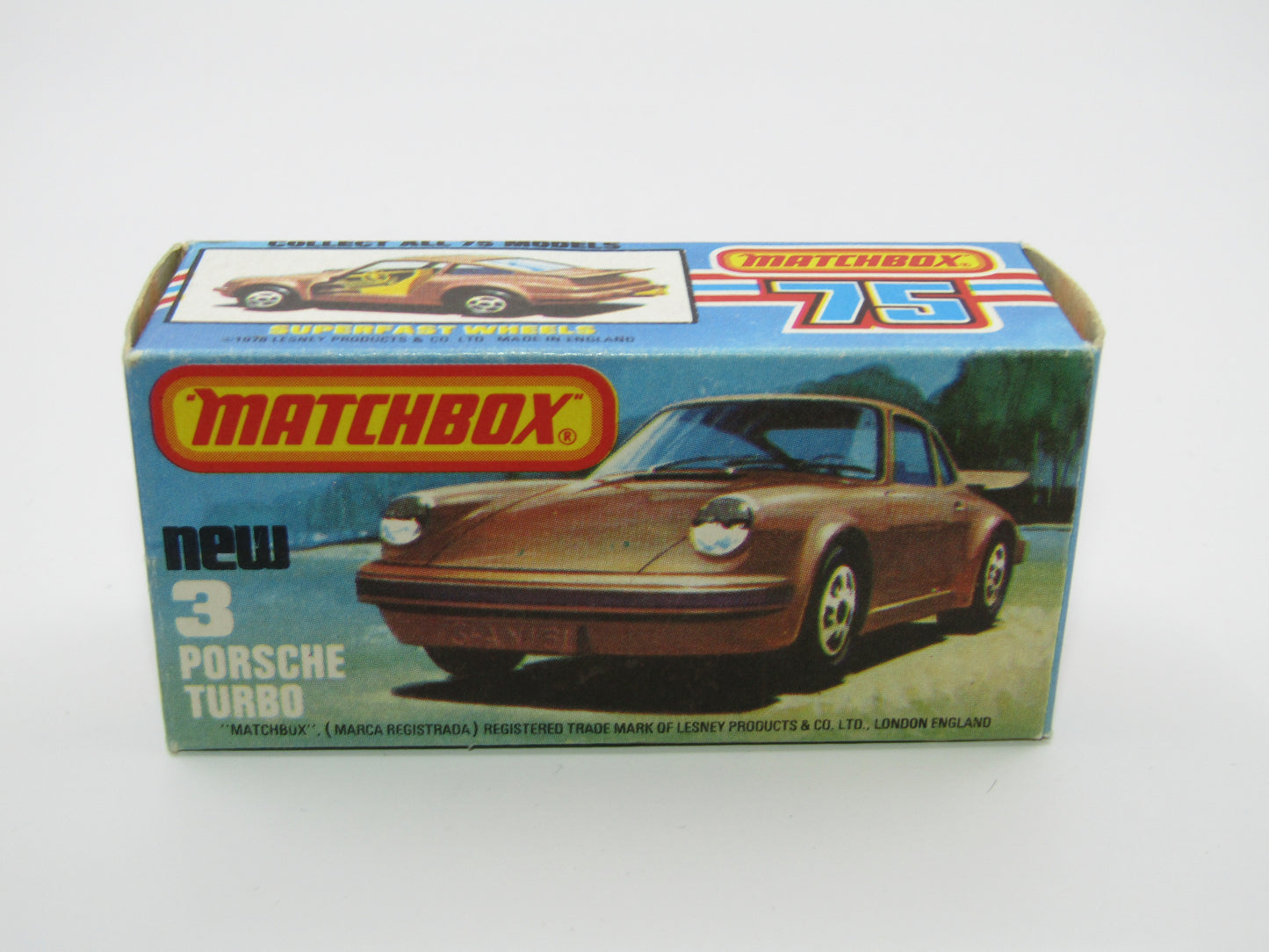 Matchbox Superfast 3C Porsche Turbo MATT SILVER GREY body, Red Interior BROWN Base