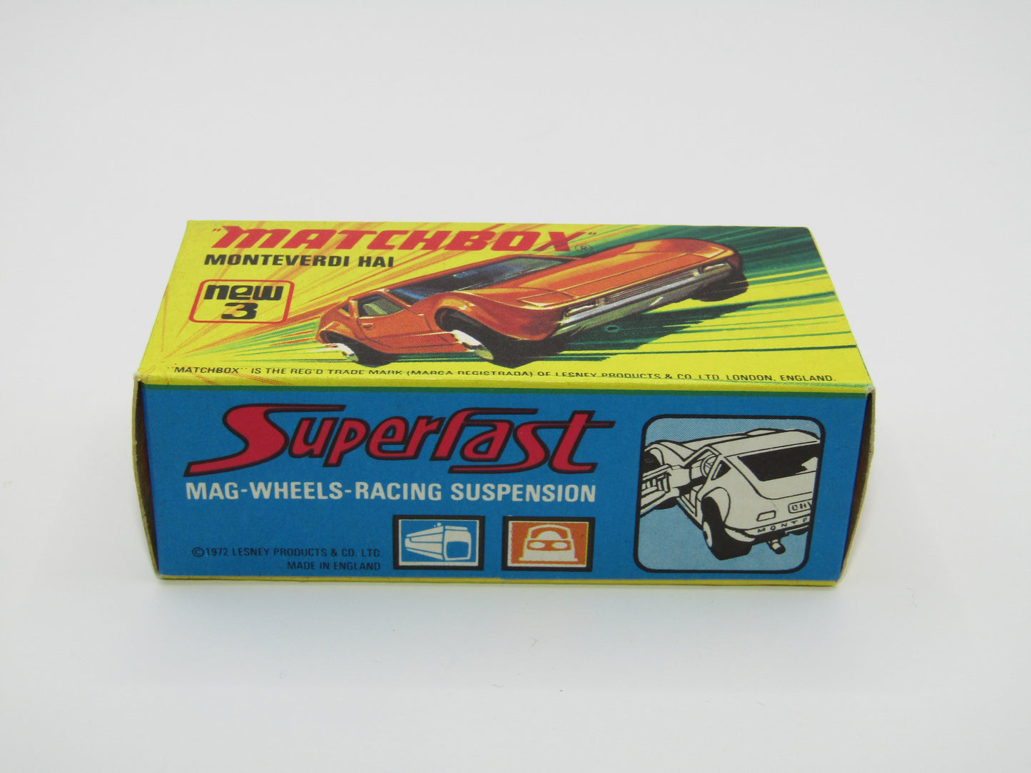 Matchbox Superfast 3B Monteverdi Hai Orange "3" Label PALE BLUE windows & YELLOW Interior