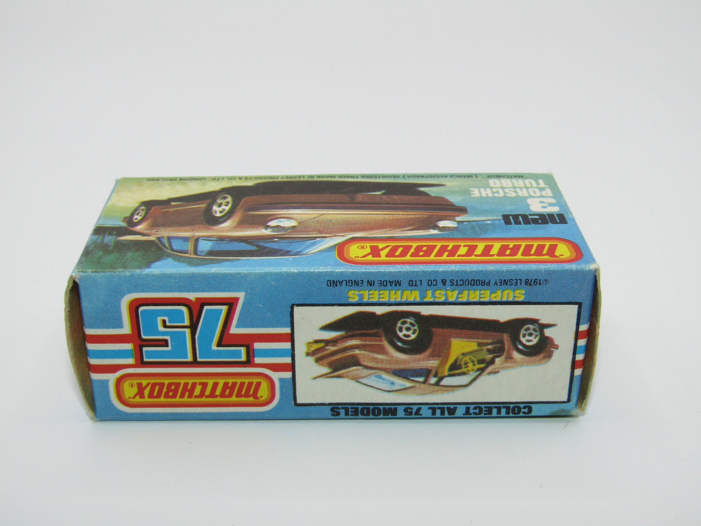 Matchbox Superfast 3C Porsche Turbo MATT SILVER GREY body, Red Interior BROWN Base
