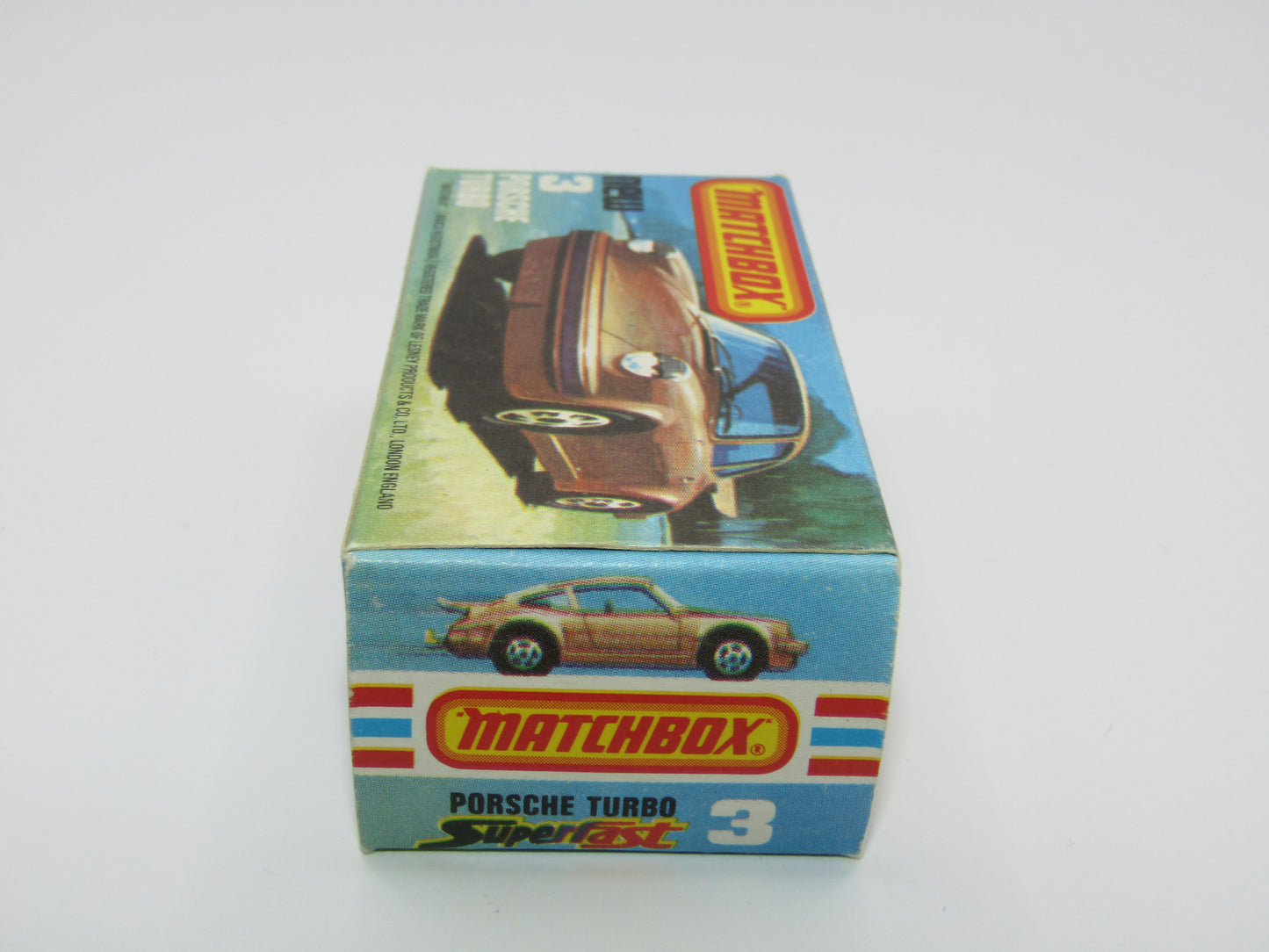 Matchbox Superfast 3C Porsche Turbo MATT SILVER GREY body, Red Interior BROWN Base