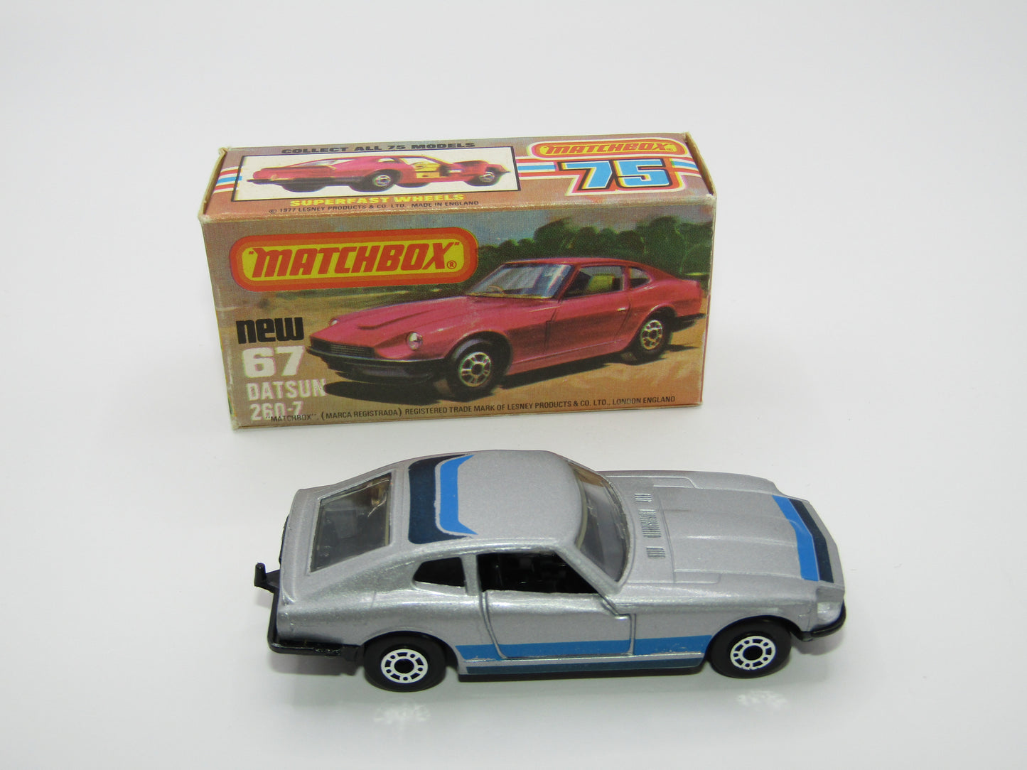 Matchbox Superfast 67C Datsun 126X Silver Blue Stripes