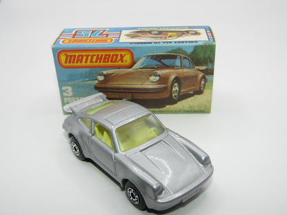 Matchbox Superfast 3C Porsche Turbo Silver, YELLOW Interior BLACK Base