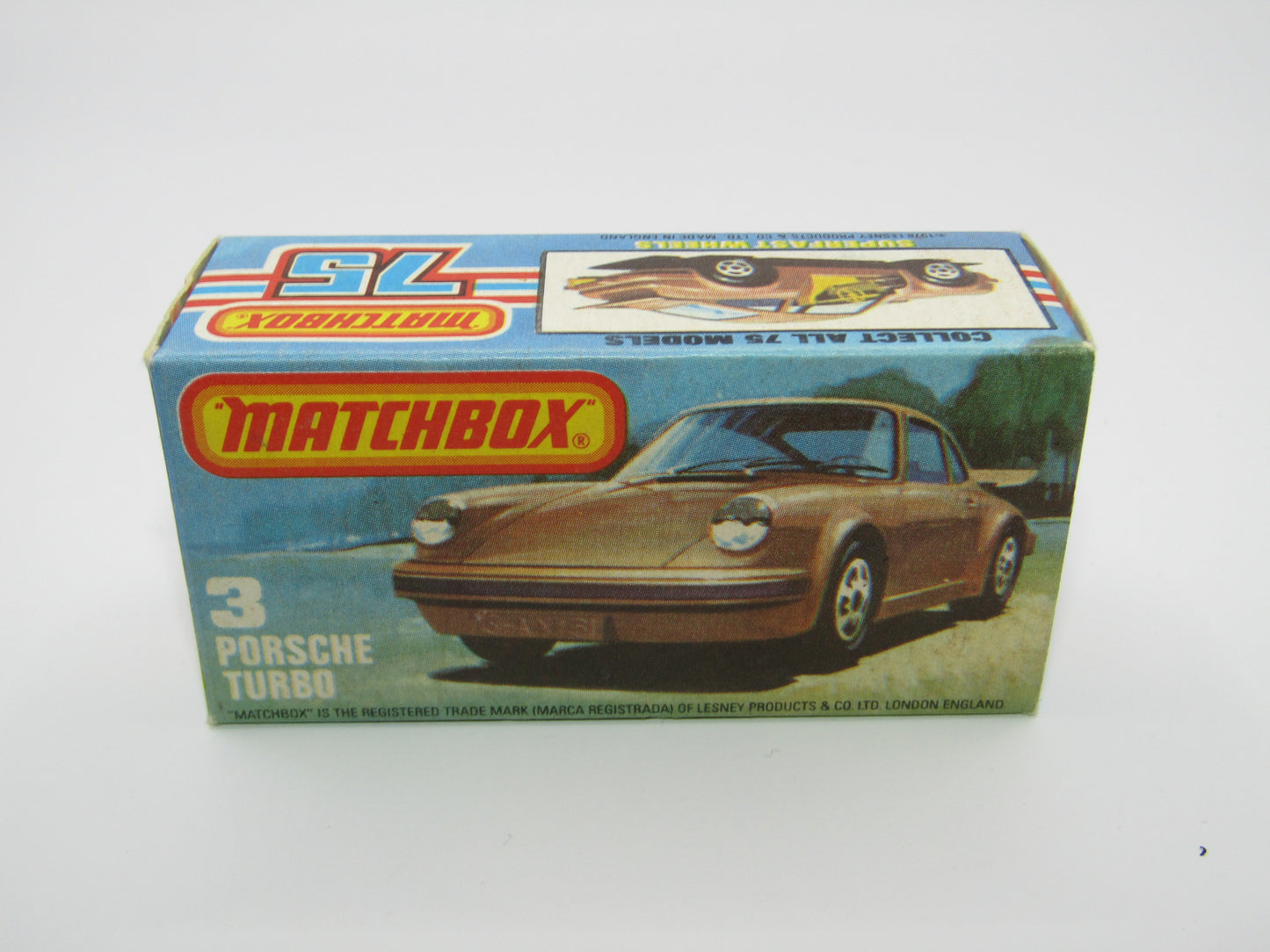 Matchbox Superfast 3C Porsche Turbo Silver, YELLOW Interior BLACK Base