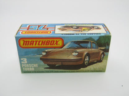 Matchbox Superfast 3C Porsche Turbo Silver, YELLOW Interior BLACK Base