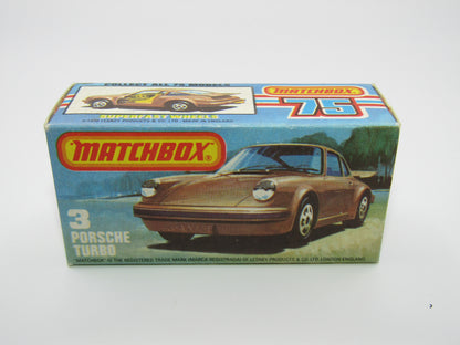 Matchbox Superfast 3C Porsche Turbo Silver, YELLOW Interior BLACK Base