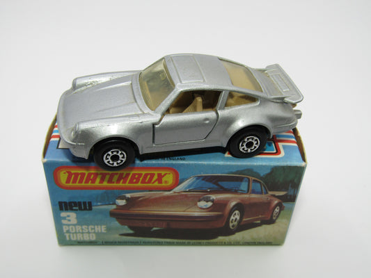Matchbox Superfast 3C Porsche Turbo Silver, TAN Interior, BROWN base