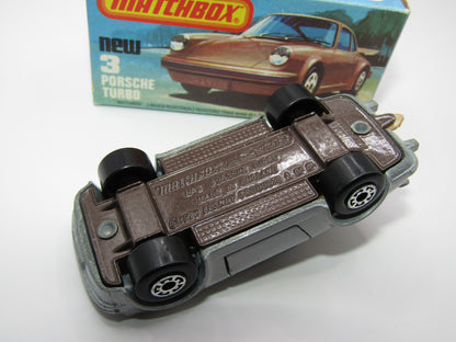 Matchbox Superfast 3C Porsche Turbo Silver, TAN Interior, BROWN base