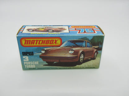 Matchbox Superfast 3C Porsche Turbo Silver, TAN Interior, BROWN base
