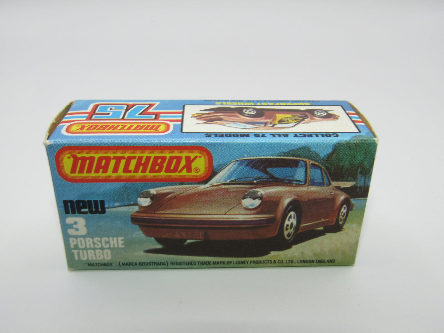 Matchbox Superfast 3C Porsche Turbo Silver, TAN Interior, BROWN base