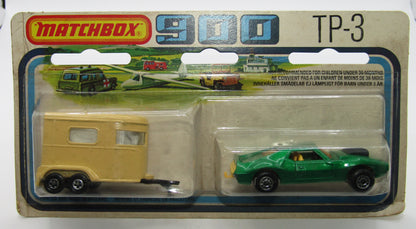 Matchbox Superfast Twin Pack TP-3 AMX Javelin & Pony Trailer Met Green Unpainted Base