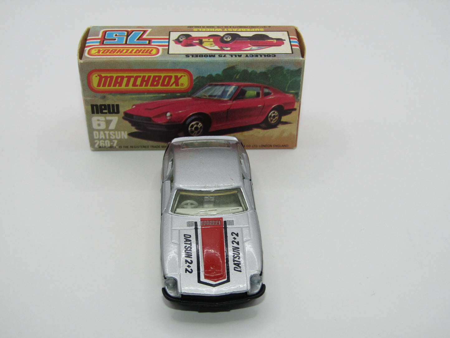 Matchbox Superfast 67C Datsun 126X RED Stripe Tampo Flat Black Base
