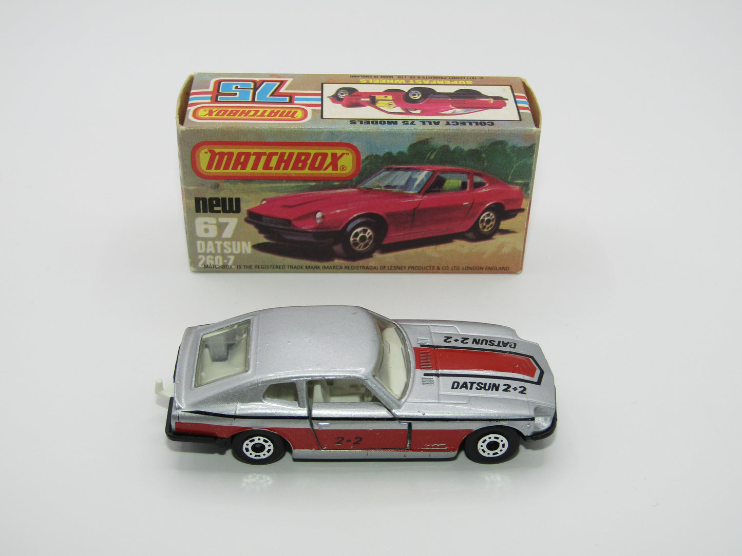 Matchbox Superfast 67C Datsun 126X RED Stripe Tampo Flat Black Base