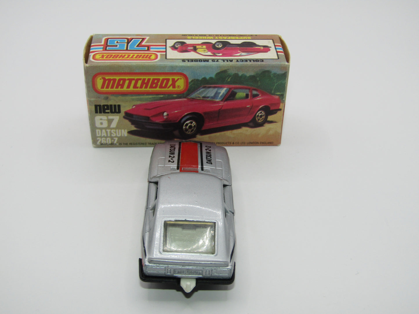 Matchbox Superfast 67C Datsun 126X RED Stripe Tampo Flat Black Base