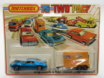Matchbox Superfast Twin Pack TP-3 AMX Javelin & Pony Trailer Kingfisher Blue