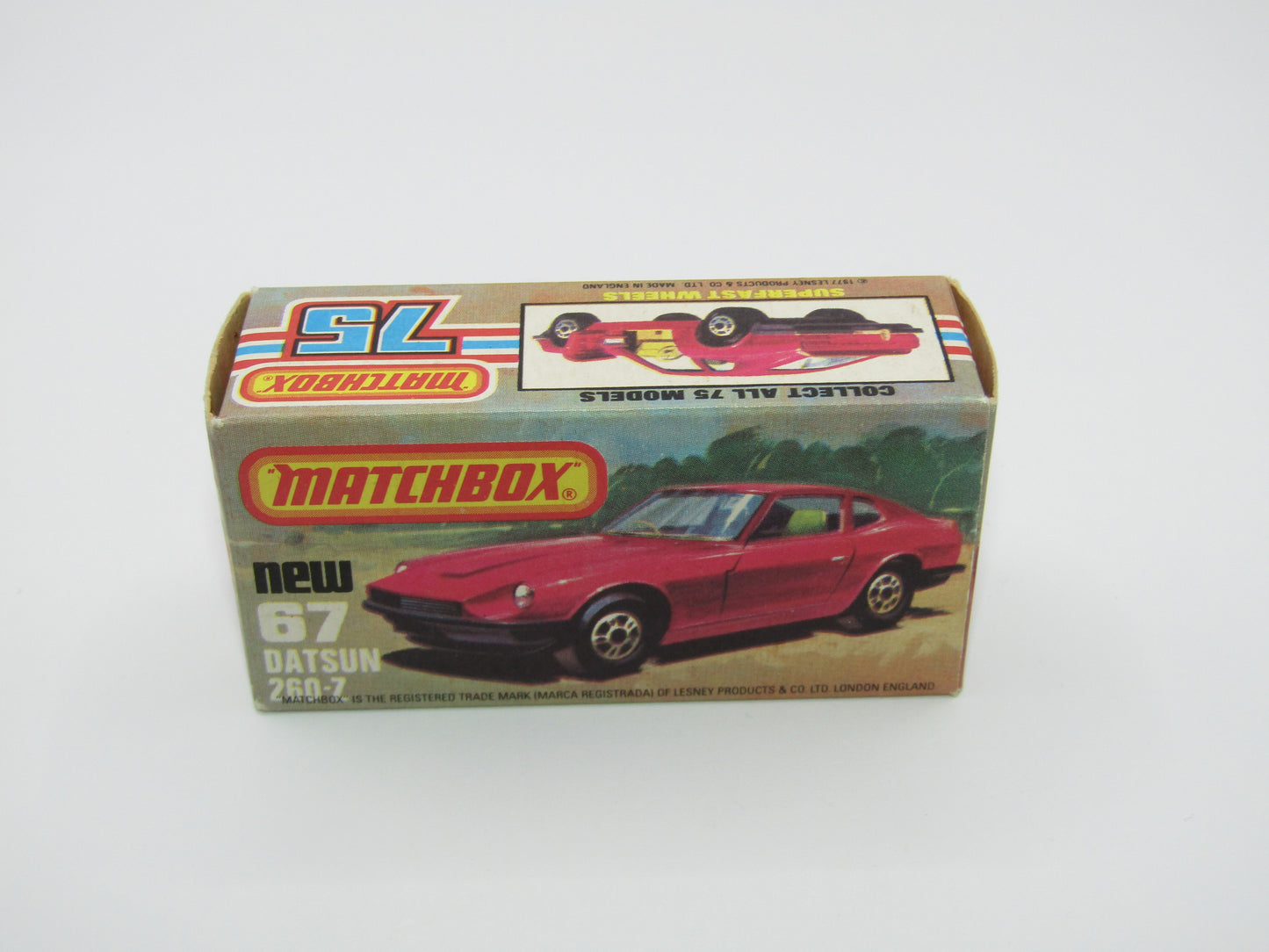 Matchbox Superfast 67C Datsun 126X RED Stripe Tampo Flat Black Base