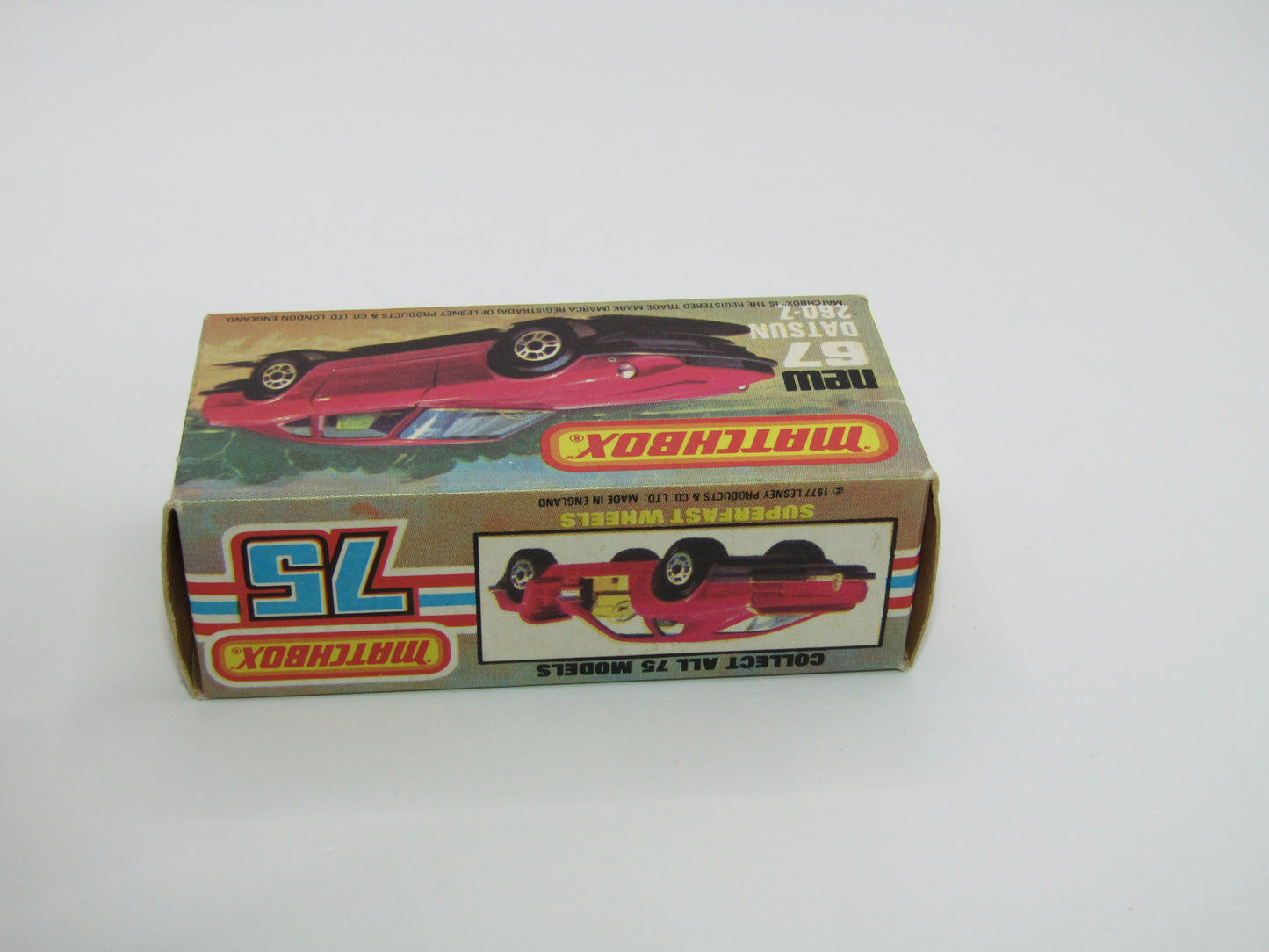 Matchbox Superfast 67C Datsun 126X RED Stripe Tampo Flat Black Base