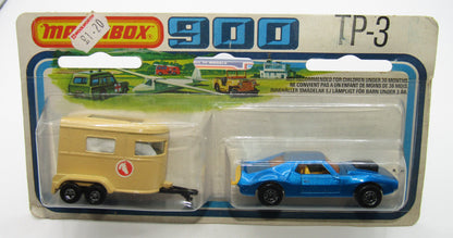 Matchbox Superfast Twin Pack TP-3 AMX Javelin & Pony Trailer Dark Metallic Blue