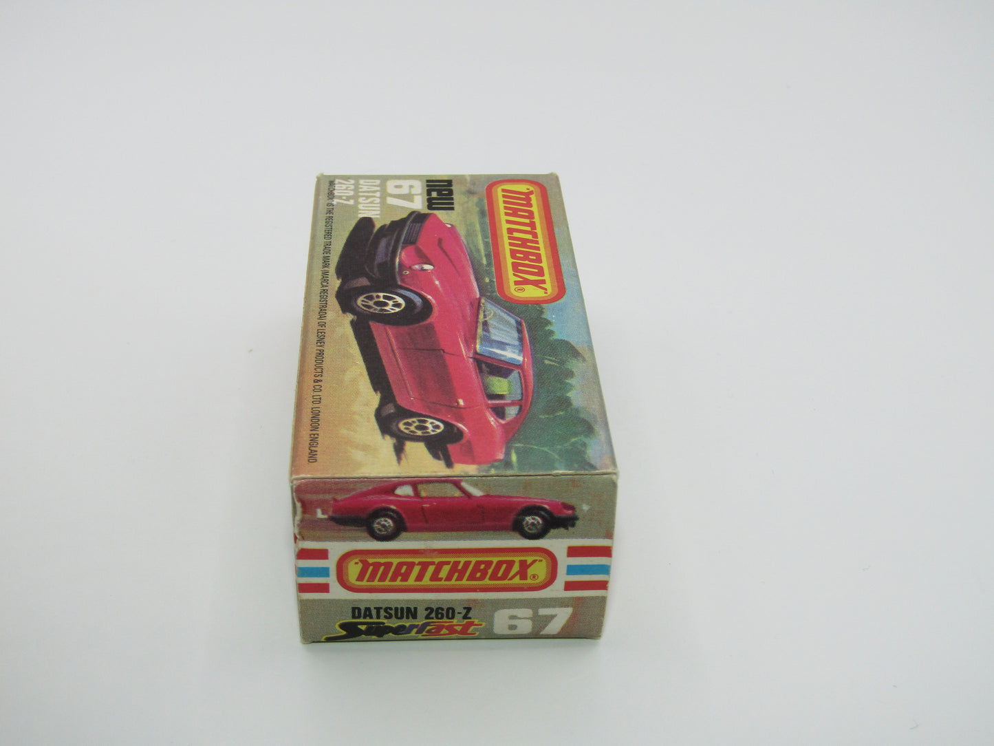 Matchbox Superfast 67C Datsun 126X RED Stripe Tampo Flat Black Base