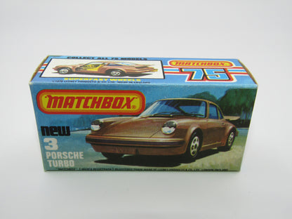 Matchbox Superfast 3C Porsche Turbo Silver, TAN Interior, GLOSS Black Base
