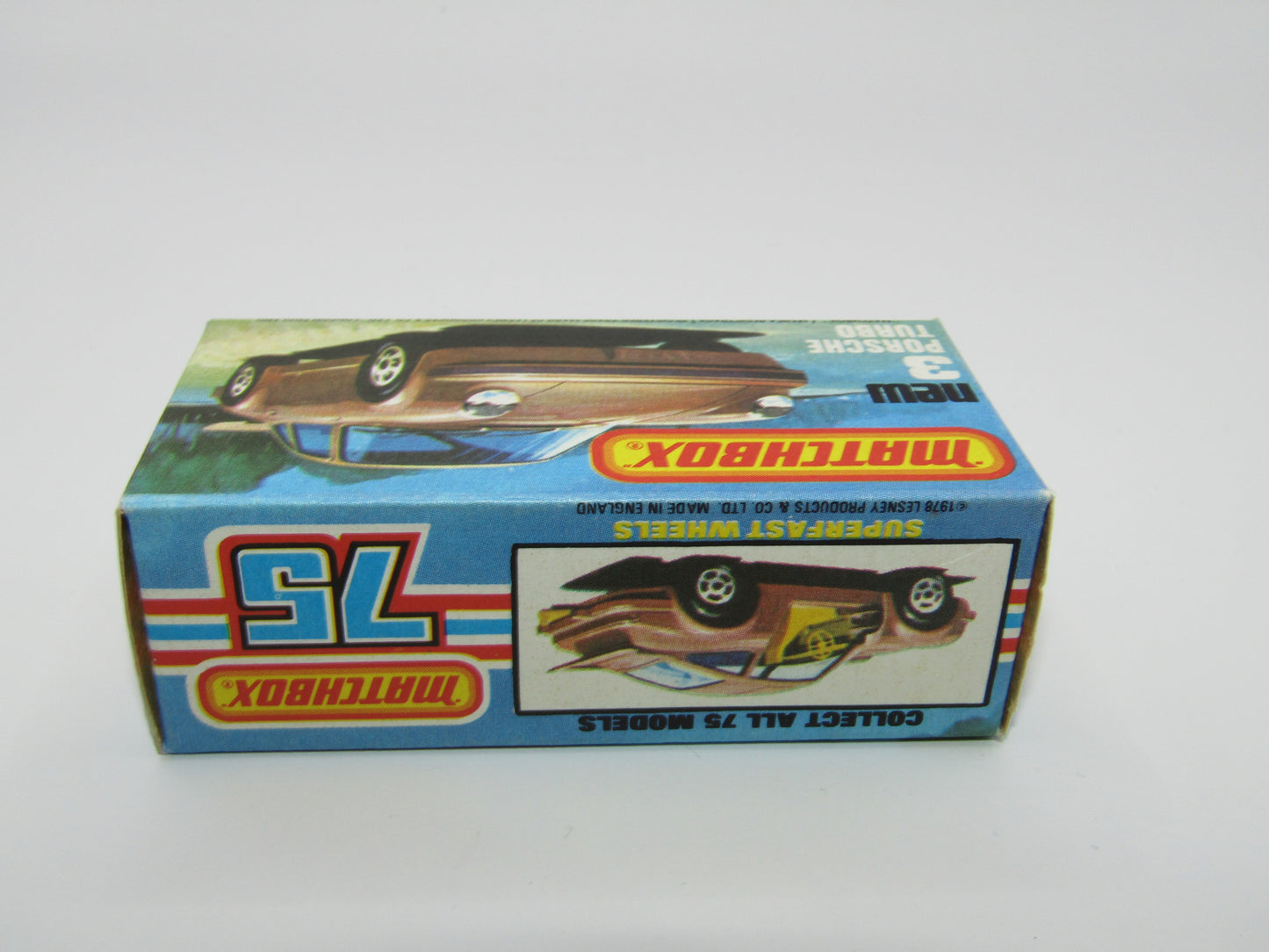 Matchbox Superfast 3C Porsche Turbo Silver, TAN Interior, GLOSS Black Base