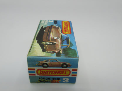 Matchbox Superfast 3C Porsche Turbo Silver, TAN Interior, GLOSS Black Base
