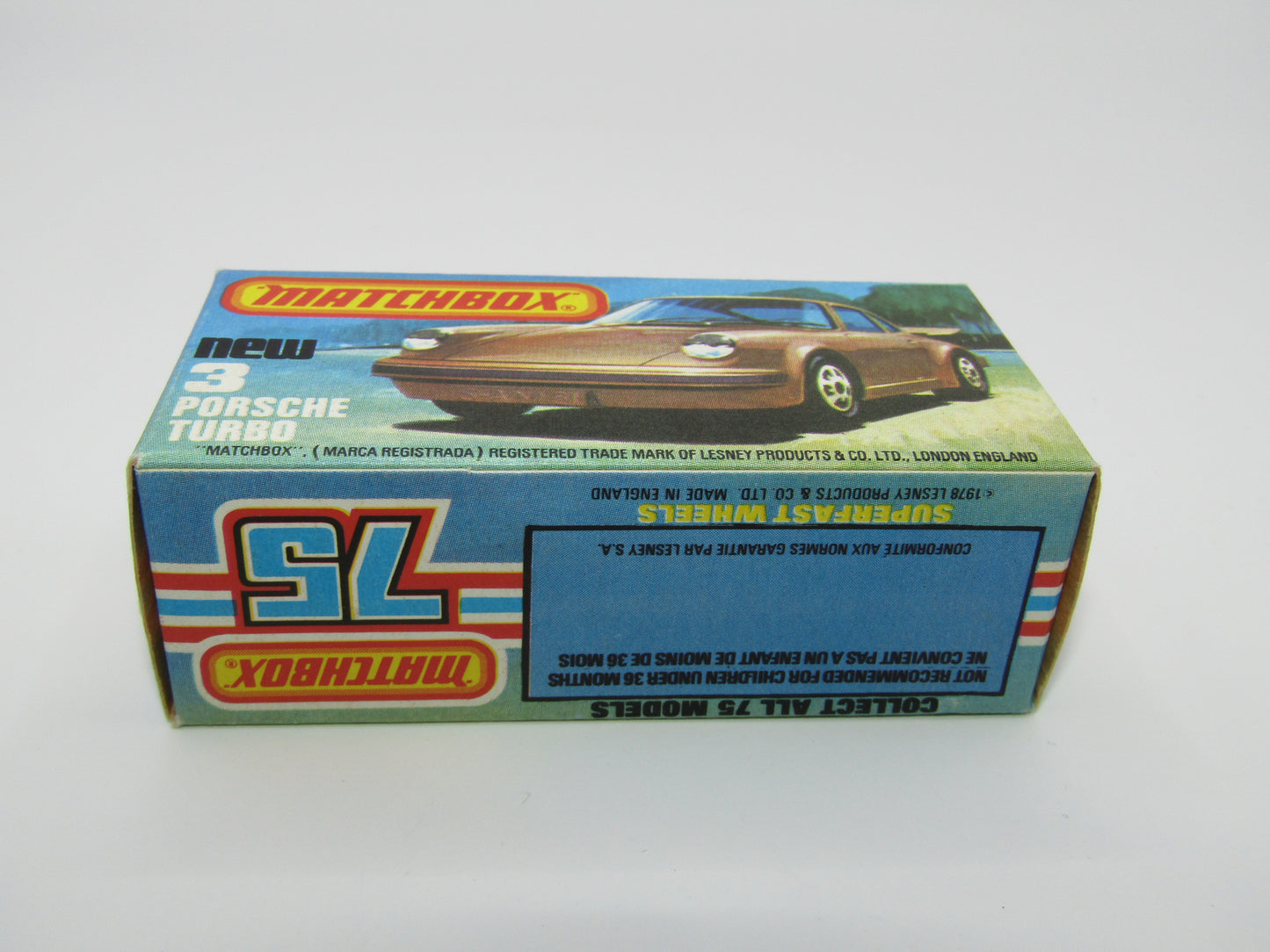 Matchbox Superfast 3C Porsche Turbo Silver, TAN Interior, GLOSS Black Base