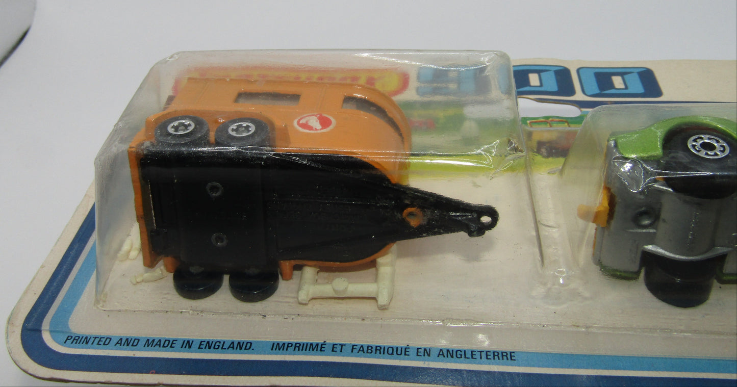 Matchbox Superfast Twin Pack TP-3 AMX Javelin & Pony Trailer SILVERY Lime Green