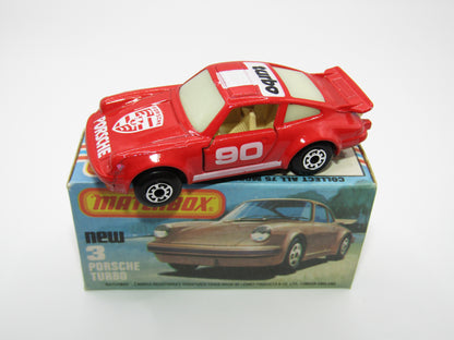 Matchbox Superfast 3C Porsche Turbo Red, OPAQUE Windows, Tan Interior, Gloss Black Base