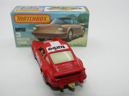 Matchbox Superfast 3C Porsche Turbo Red, OPAQUE Windows, Tan Interior, Gloss Black Base