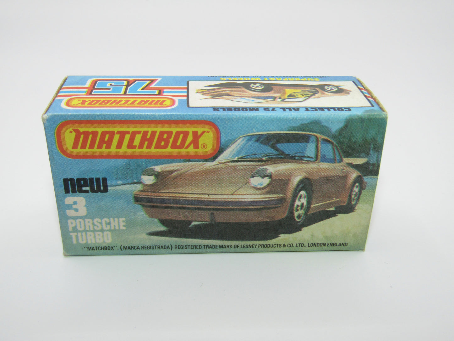 Matchbox Superfast 3C Porsche Turbo Red, OPAQUE Windows, Tan Interior, Gloss Black Base