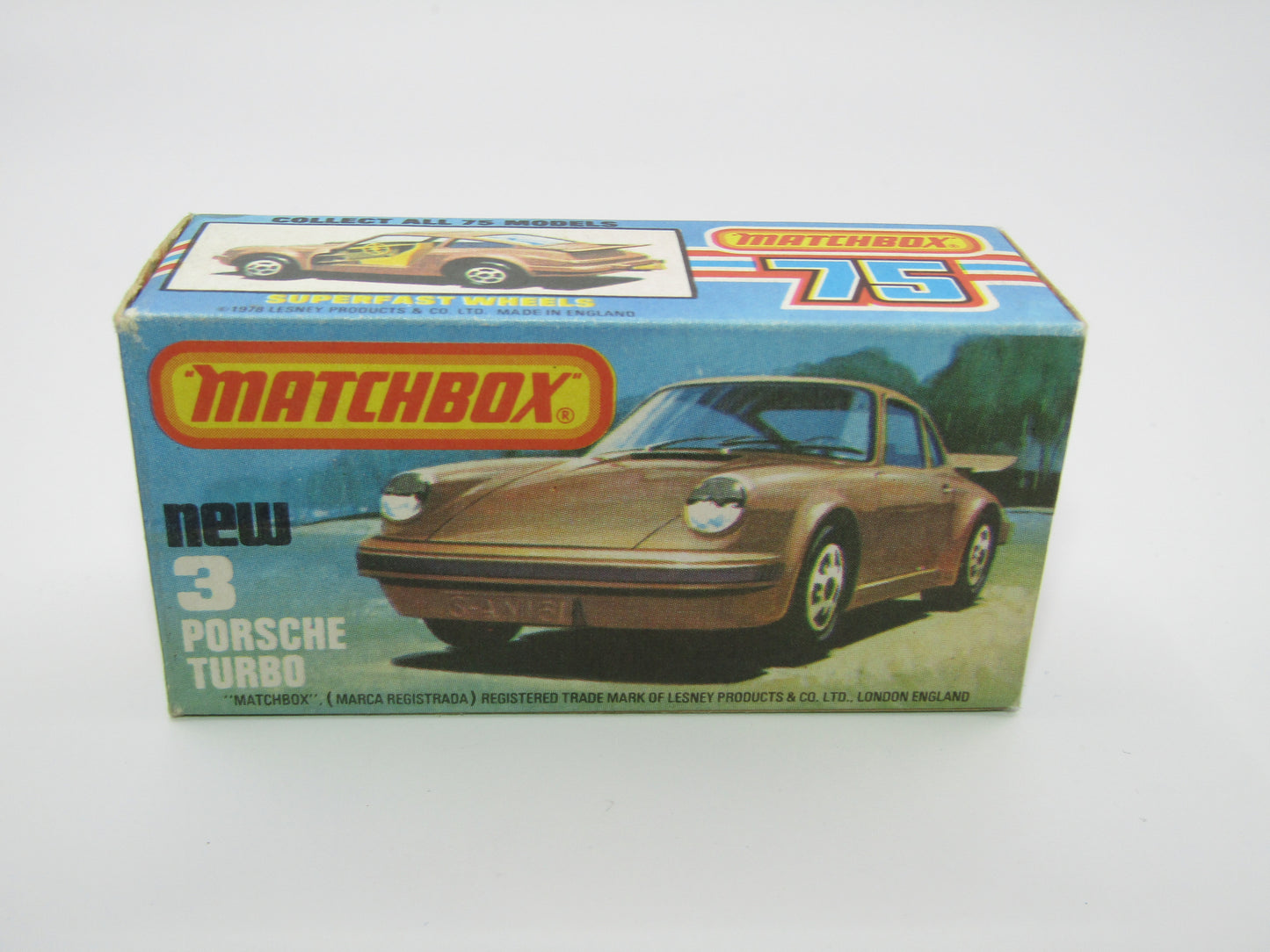 Matchbox Superfast 3C Porsche Turbo Red, OPAQUE Windows, Tan Interior, Gloss Black Base