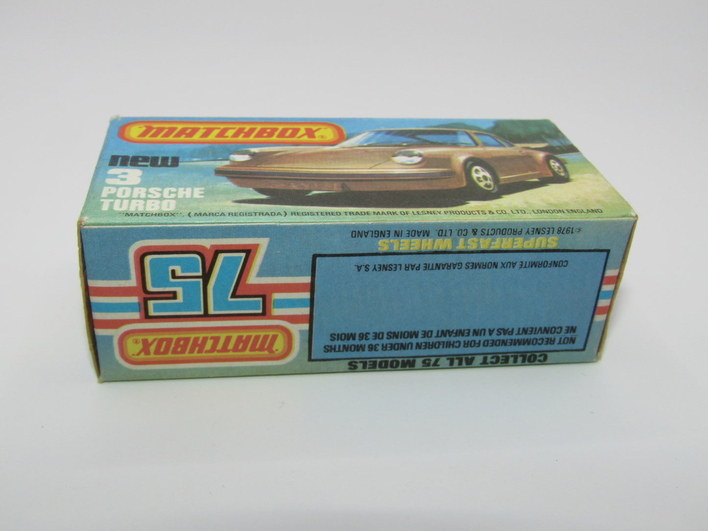 Matchbox Superfast 3C Porsche Turbo Red, OPAQUE Windows, Tan Interior, Gloss Black Base