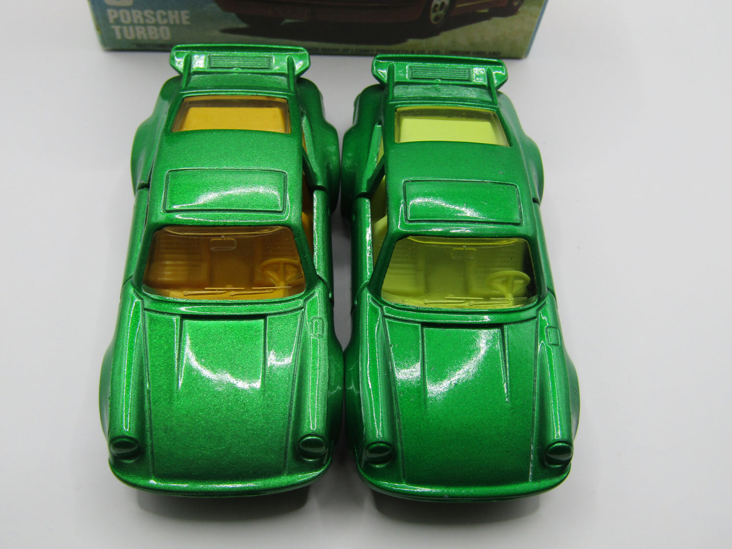 Matchbox Superfast 3C Porsche Turbo SPARKLING Metallic Green, Metallic Grey Brown Base