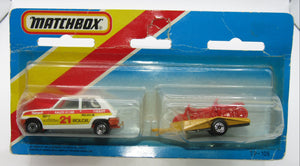 Matchbox Superfast Twin Pack TP-106 Renault & Bicycle Trailer ORANGE BASE