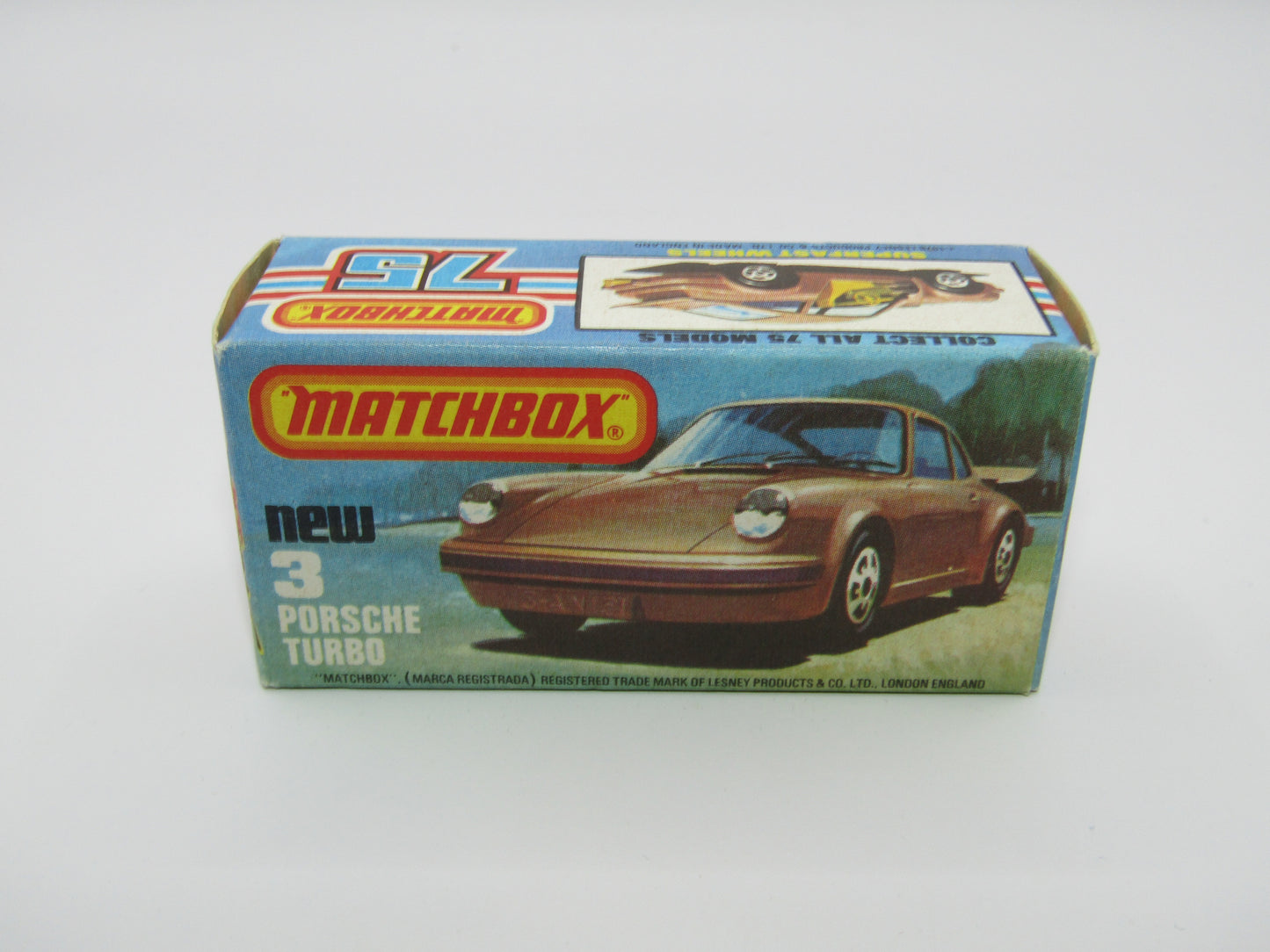 Matchbox Superfast 3C Porsche Turbo SPARKLING Metallic Green, Metallic Grey Brown Base