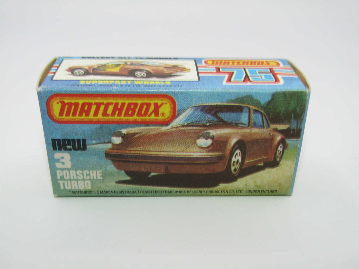 Matchbox Superfast 3C Porsche Turbo SPARKLING Metallic Green, Metallic Grey Brown Base