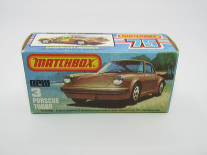 Matchbox Superfast 3C Porsche Turbo SPARKLING Metallic Green, Metallic Grey Brown Base